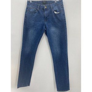 FOREVER 21  BLUE DARK WASH SLIM FIT DENIM MEN'S JEANS SIZE: 34